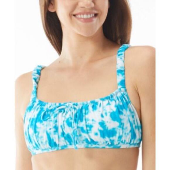 Sundazed Ledia Blue Tie-Dye Shirred Bikini Top Size 36 B/C - Picture 1 of 12